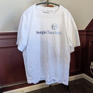 Sergio Tacchini White Men's Logo Print Graphic Gradient T-Shirt XL